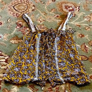 By Anthropologie white crochet and paisley tank, size 2